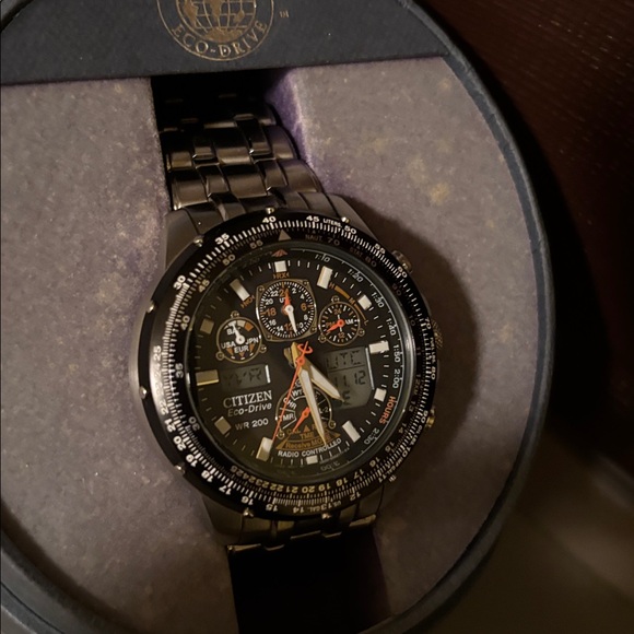 Citizen Eco-Drive Black and Silver Chronograph Watch - Picture 2 of 7
